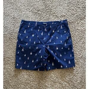 Lands End Men’s Chino Shorts, Size 40, Sailboats Navy Blue Traditional Fit